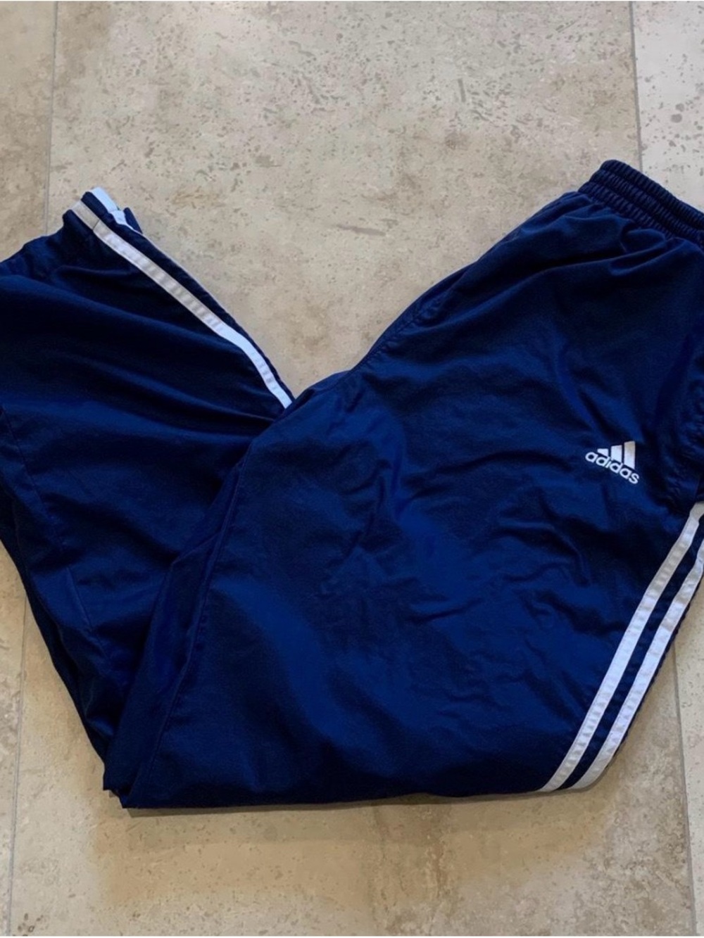adidas Navy Blue Kids Track Pants with White Stripes